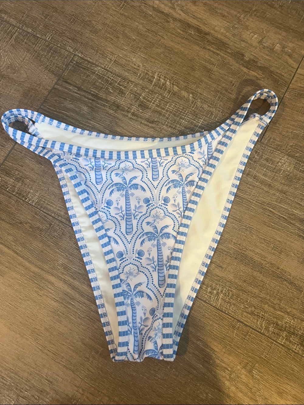 Blue & White Printed Bikini Bottom - Women's Swimwear